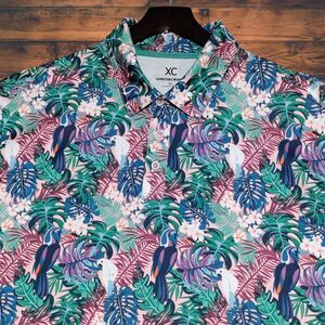 Johnston Murphy XC4 Performance‎ Golf Polo Men's XL Tropical All Over Print